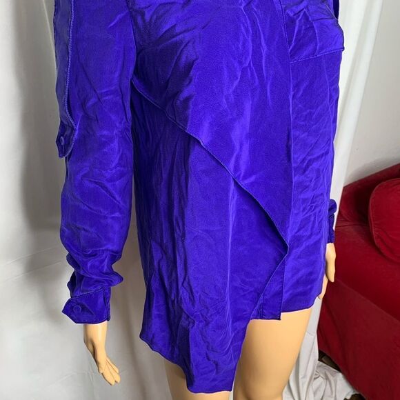 3.1 Phillip Lim Asymmetrical Button Up Silk Blouse - Picture 4 of 11